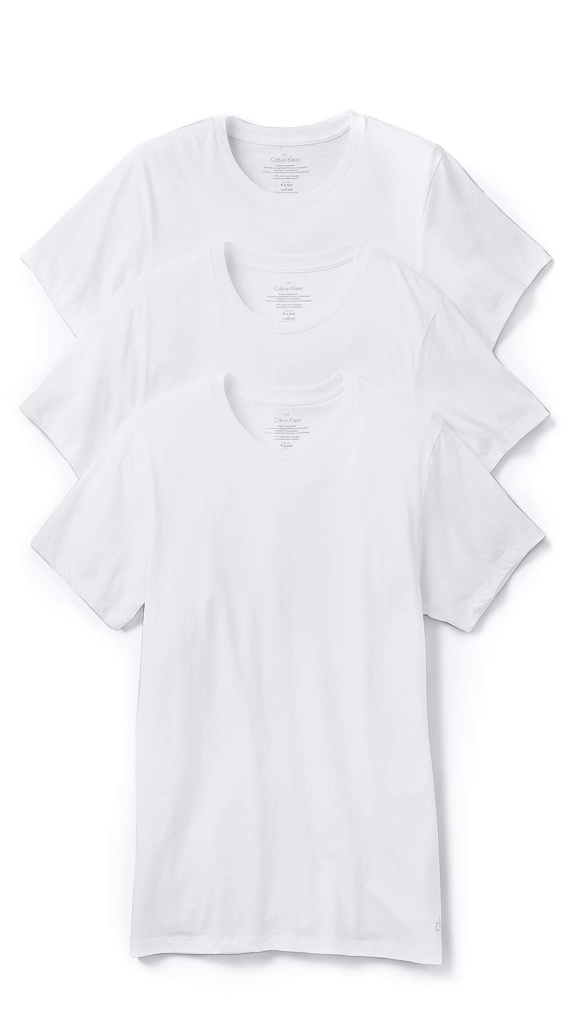 Calvin Klein Men's Cotton Crew Neck Undershirts Multipack (3-Pack) - Soft Breathable Comfort for Everyday Wear & Layering