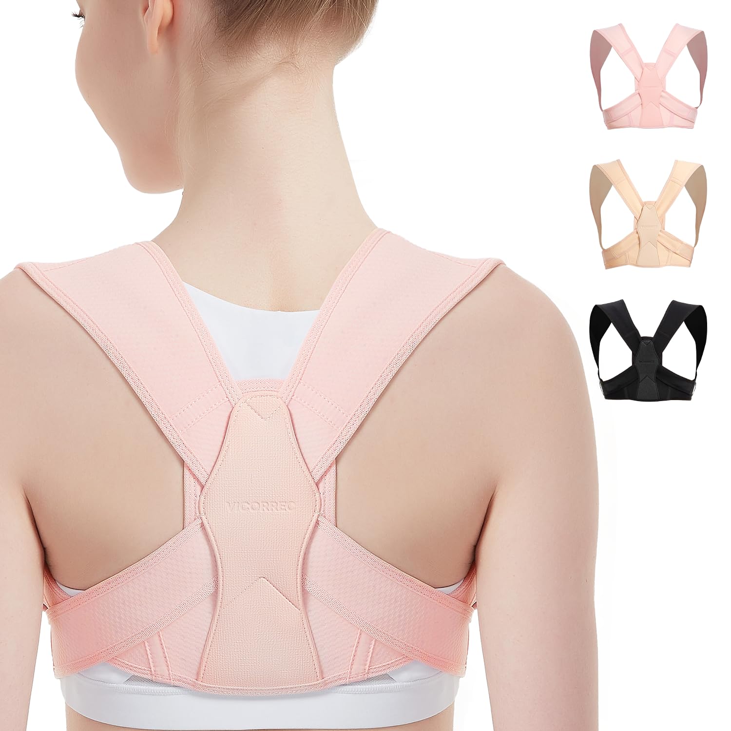 Best Posture Corrector for Women & Men - Adjustable Back Brace for Clavicle Support, Neck & Shoulder Pain Relief - Large/XLarge Pink - Improve Posture at Work, Gym & Daily Activities