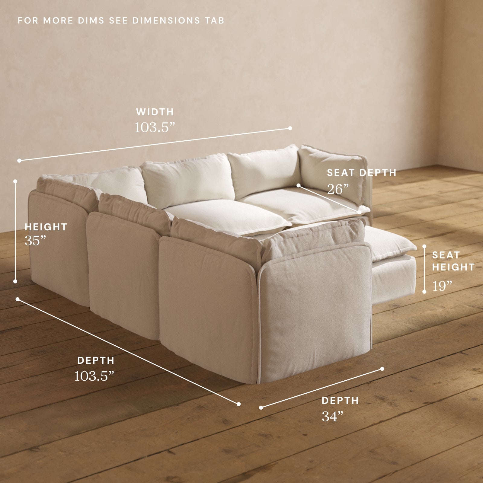 5-Piece Modular Corner Sectional Sofa with Ottoman in Flour Fabric - Comfortable & Stylish Living Room Furniture for Relaxing & Entertaining