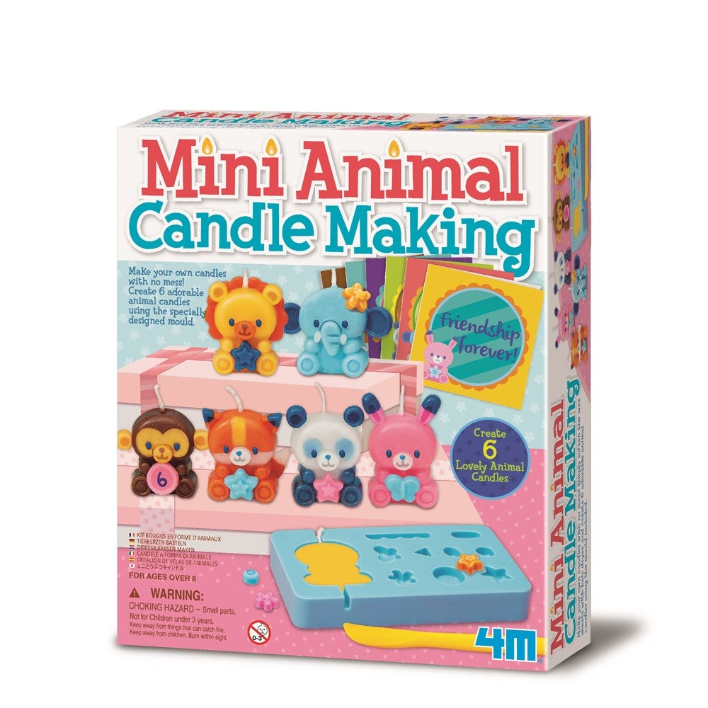 4M Creative Craft Mini Animal Candle Making Kit for Kids - DIY Arts & Crafts Kit with 6 Cute Animal Molds, Wax & Wicks - Perfect for Birthday Parties, STEM Learning & Family Bonding Activities