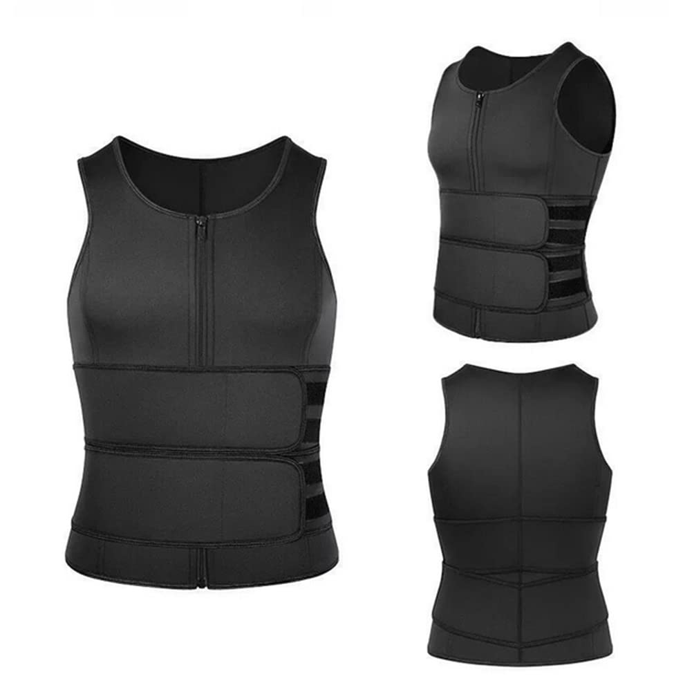 Men's Waist Trainer Vest - Double Belt Fat Burner Corset Top for Fitness & Sweat Workouts | Slimming Workout Shirt for Abdomen & Core Training