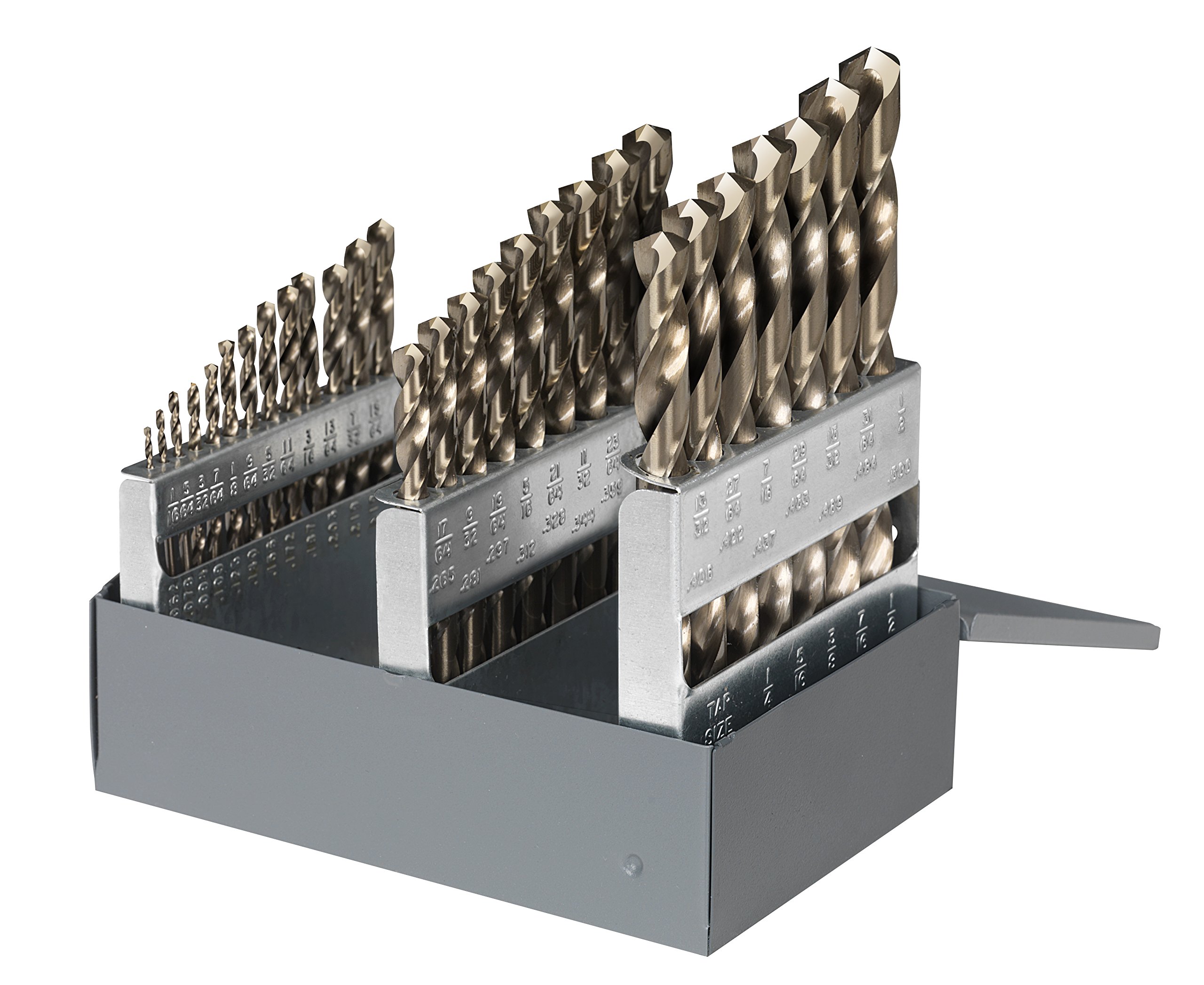 Cle-Line Jobber Drill Bit Set - 29 Piece Cobalt 135° Split Point for Metal, Wood, Plastic - Perfect for DIY, Home Improvement, and Professional Metalworking Projects