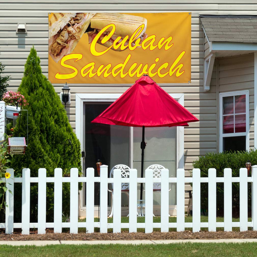 Custom Vinyl Banner for Cuban Sandwich Restaurant & Cafe - Weatherproof Outdoor Sign with 10 Grommets (60x144 Inches, Brown) - Perfect for Restaurant Promotion, Food Trucks, and Outdoor Events