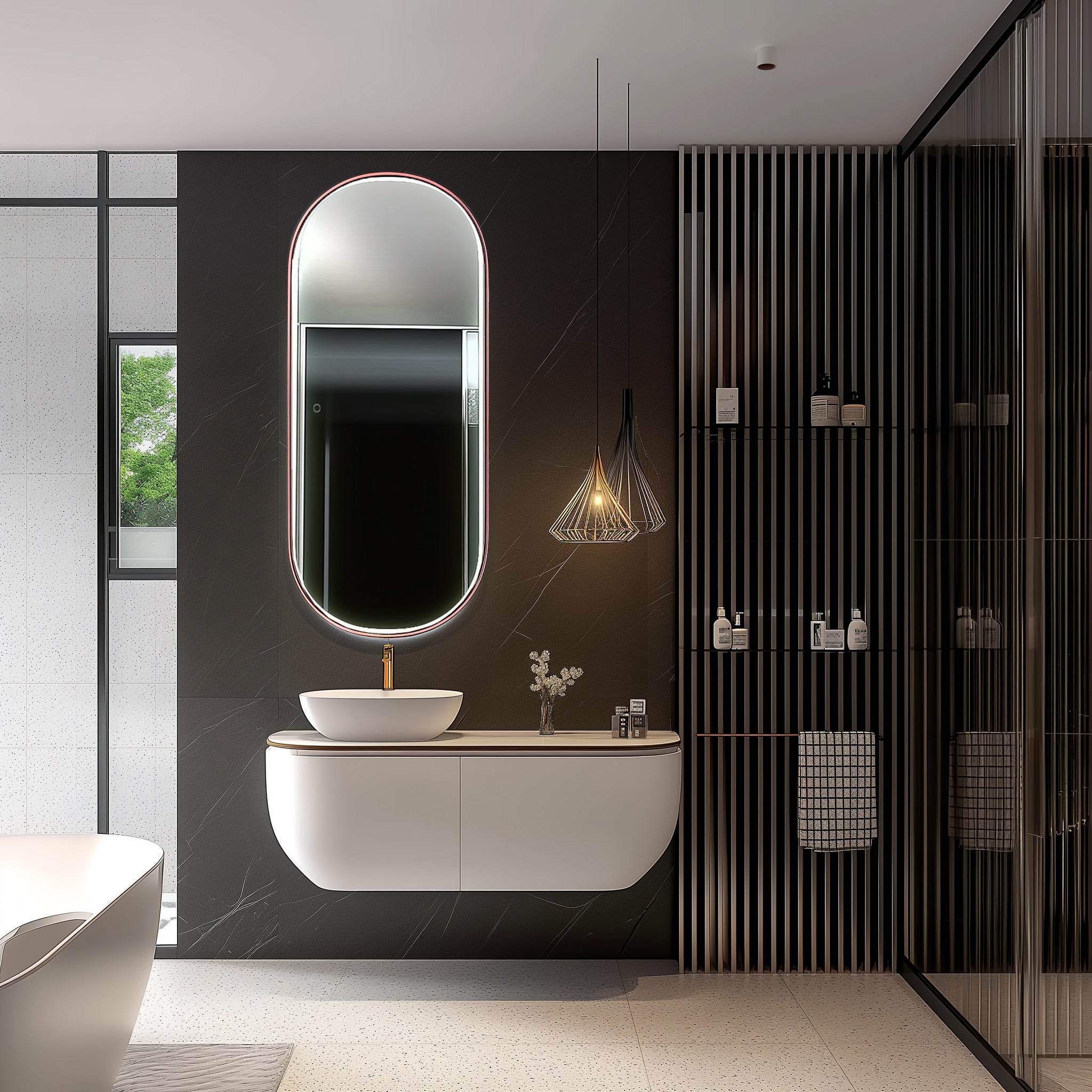 Highwood 63H x 25.6W LED Bathroom Mirror with Anti-Fog & Dimmable Lights - Perfect for Vanity, Makeup, and Modern Bathroom Decor