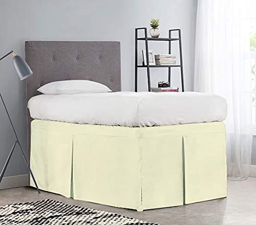 Extra Long Twin XL Dorm Bed Skirt - 36 Inch Drop Box Pleated Dust Ruffle - 100% Microfiber Ivory Bed Skirt for College Dorm Rooms - Perfect for Twin XL Beds in Small Spaces