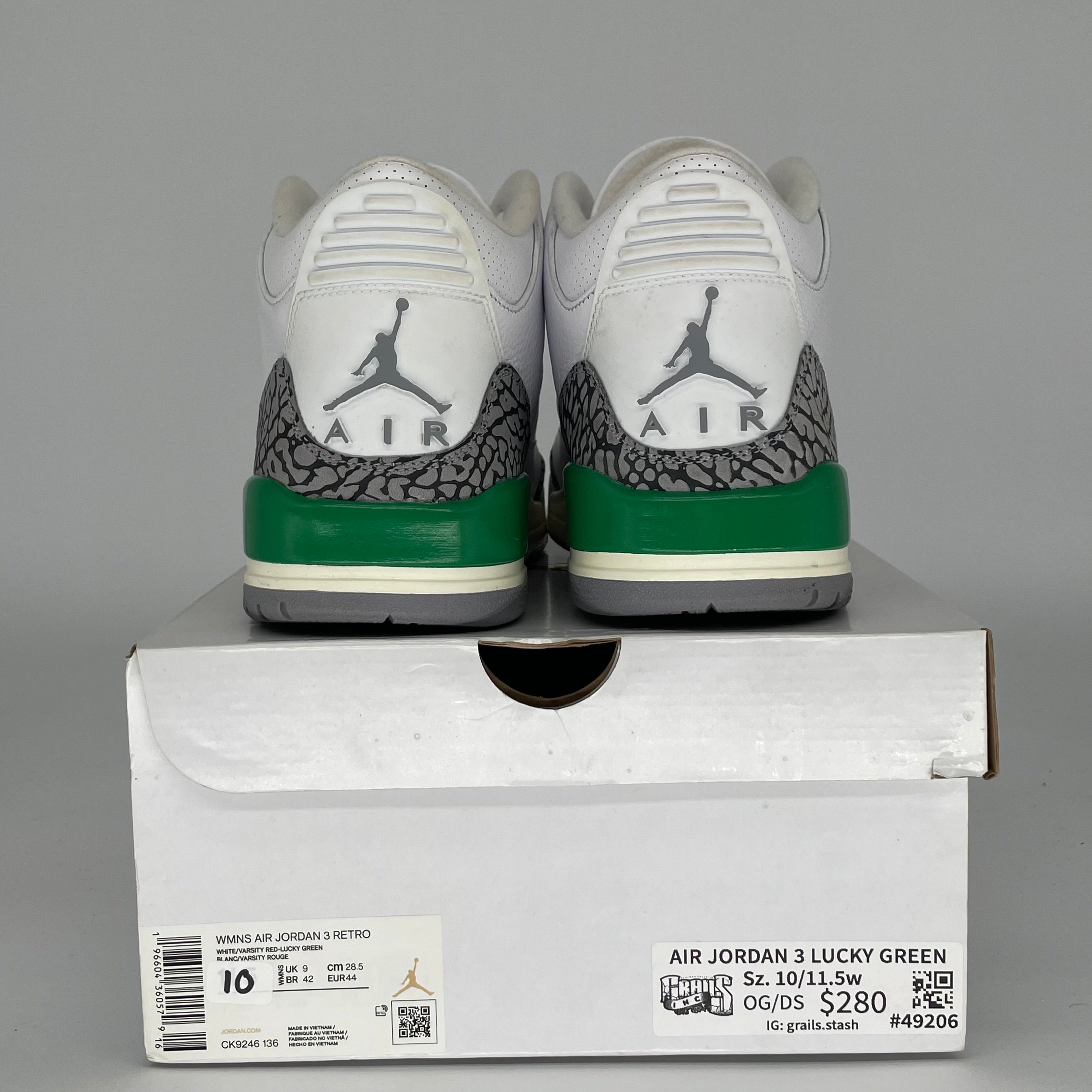 AIR JORDAN 3 Lucky Green Women's Basketball Shoes Size 10/11.5W - Style CK9246-136 | Retro Sneakers for Running, Gym Workouts & Streetwear Fashion