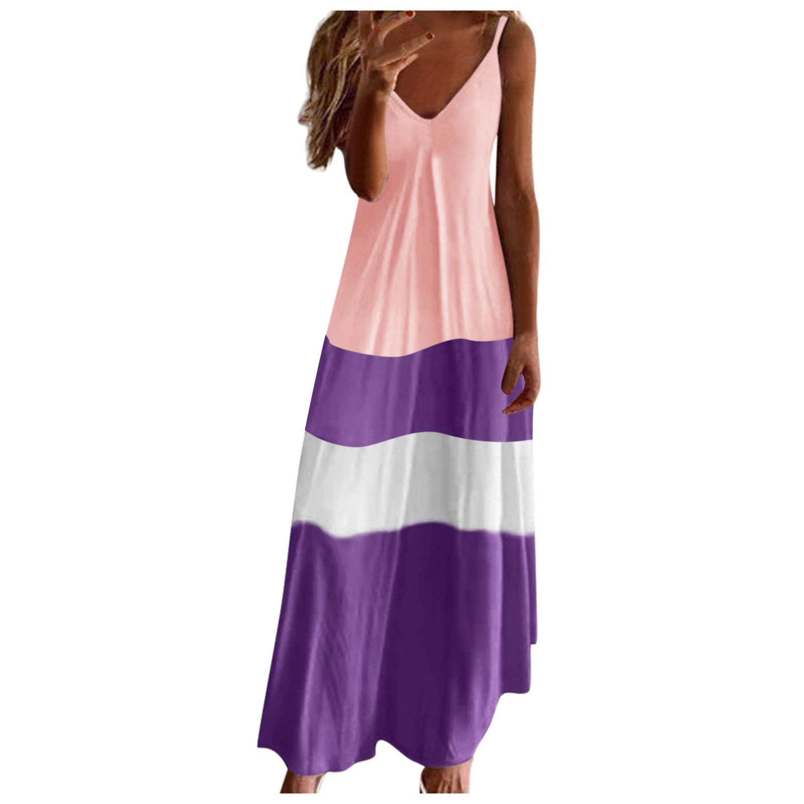 Women's Boho Tie-Dye Summer Maxi Dress - Loose Long Sleeve Beach Sundress for Women - Perfect for Vacation, Pool Parties & Casual Outings