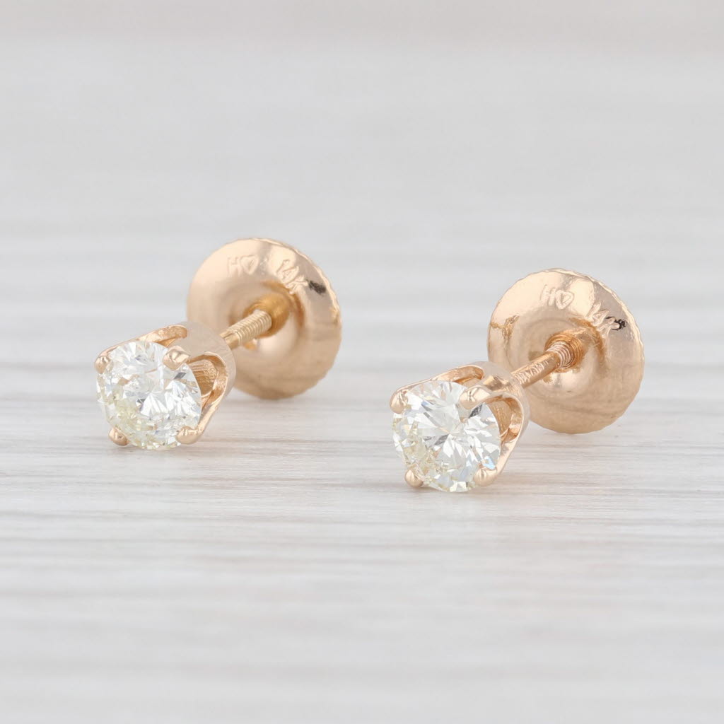 0.47ctw Round Diamond Stud Earrings in 14K Yellow Gold with Screw Back for Women - Perfect for Weddings, Anniversaries & Special Occasions
