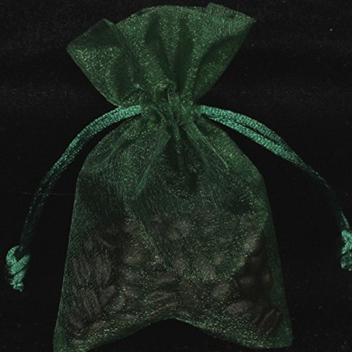 36 Pack Hunter Green Solid Organza Gift Bags 4x3 Inches - Perfect for Wedding Favors, Party Decorations & Holiday Gift Wrapping