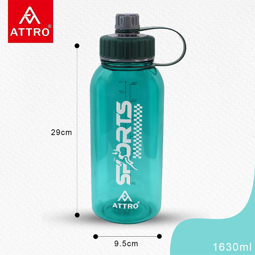 Attro Ranger Gym 1630ml (55oz) BPA-Free Water Bottle with Non-Slip Grip Handle & Measurement Markings - Leak Proof, Ideal for Workouts, Hiking & Daily Hydration - Green