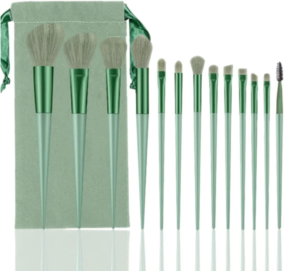 **Professional 13-Piece Makeup Brushes Kit - Calyrex Face & Eyeshadow Brushes Set for Foundation, Blending & Contouring | Travel-Friendly Makeup Tools for Beginners & Enthusiasts (Green) | Perfect for Everyday Makeup, Travel & Professional Use**