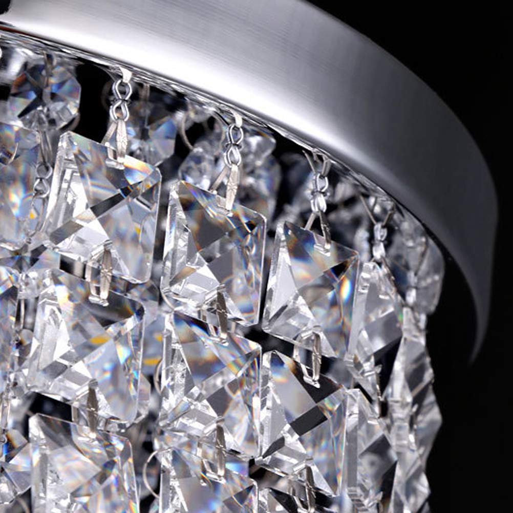 Totority Crystal LED Chandelier Ceiling Light - Modern Hanging Pendant Lamp for Dining Room, Bedroom, or Living Room Decor