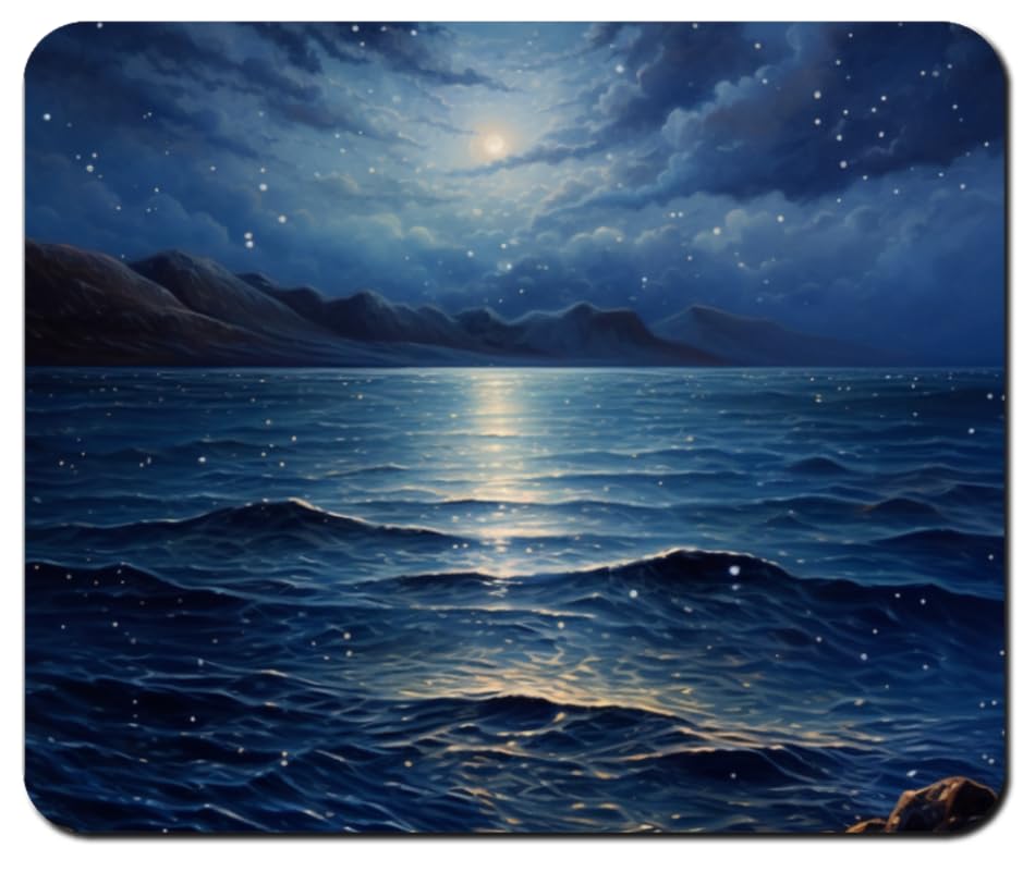 Premium Sea Waves Art Mouse Pad - Non-Slip Rubber Base, 8.6