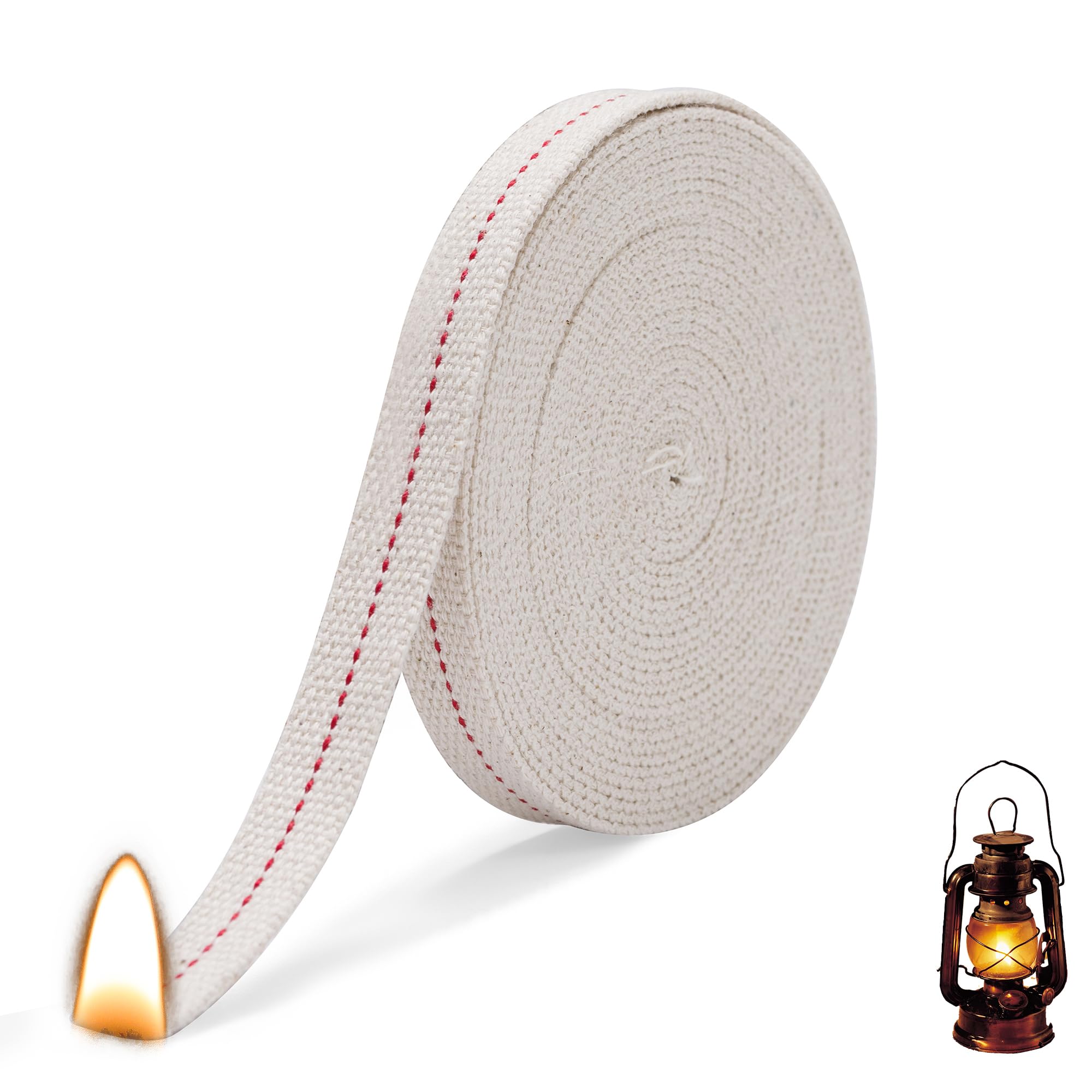 16.5 Feet Oil Lamp Wicks - 1/2 Inch Flat Cotton Wick for Kerosene Lanterns, Paraffin Oil Lamps & Vintage Lighting - Perfect for Emergency Power Outages, Camping & Home Decor