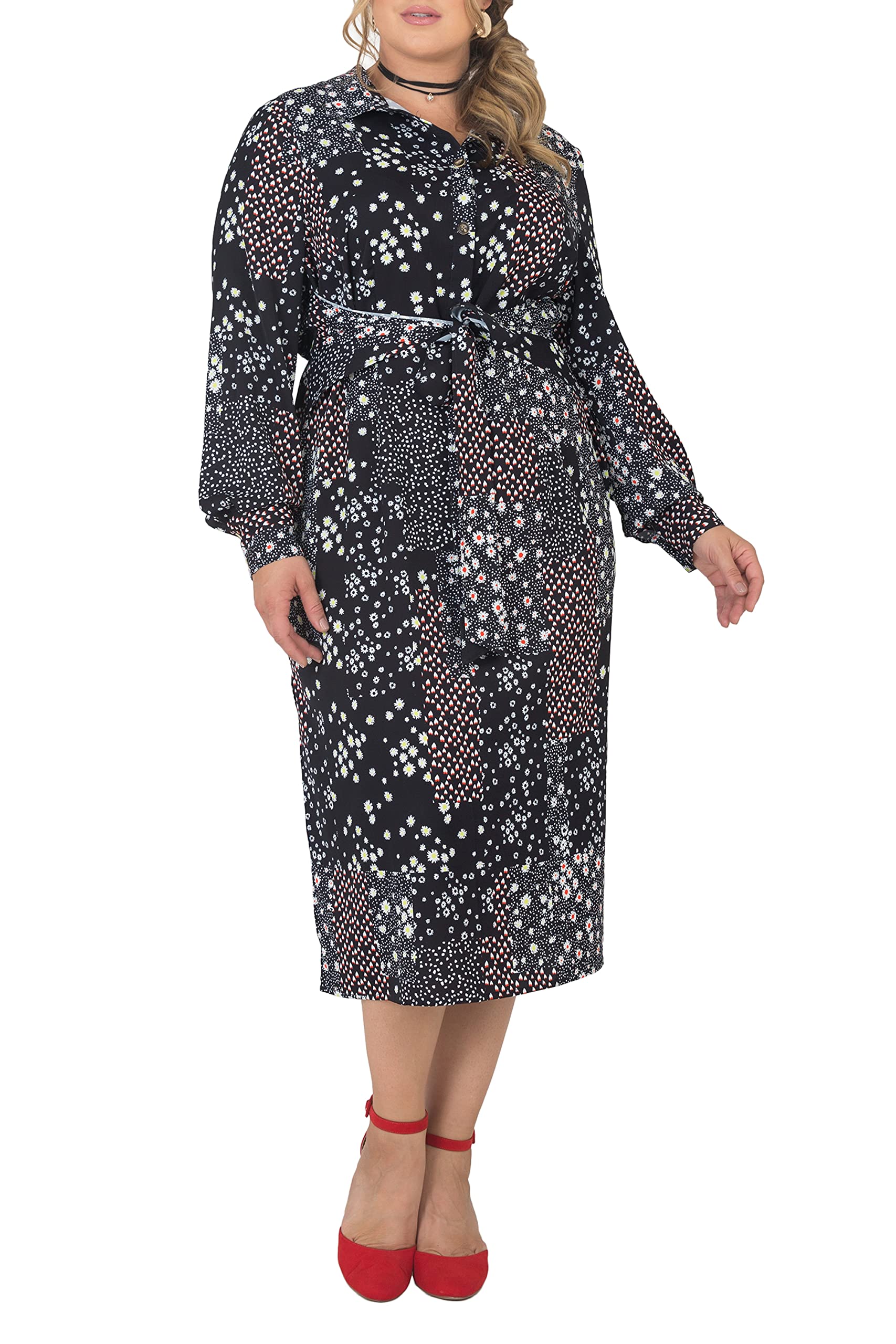 Plus Size Grey Apron Hem Suiting Shift Midi Dress for Women | Office Work & Business Casual Attire | Professional & Stylish Midi Dress for Workwear & Special Occasions