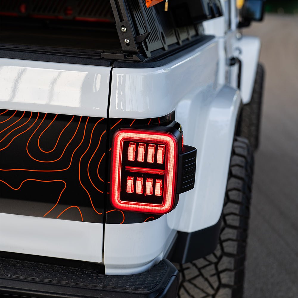 AlphaRex NOVA Prismatic LED Tail Lights for Jeep Gladiator (2020-2025) - Chrome Finish | High-Visibility & Durable | Perfect for Off-Roading & Night Driving