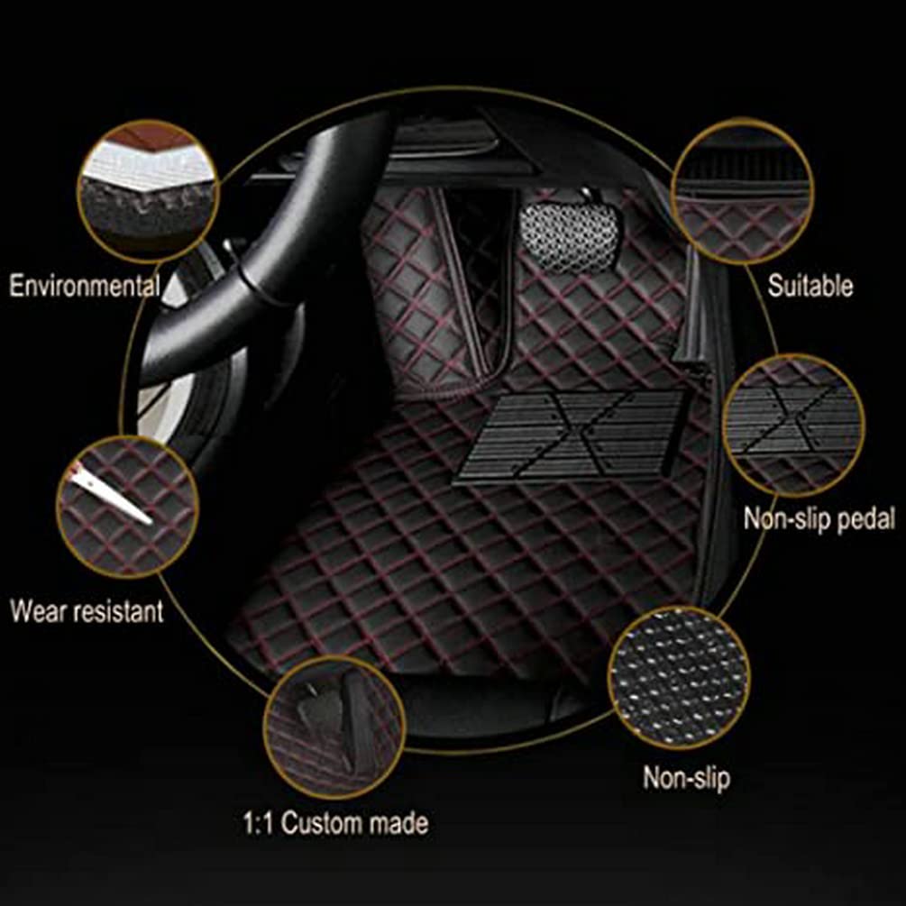 Custom Personalized Diamond Leather Car Floor Mats for SUVs & Trucks - Model-Specific Fit (Brown Stripes) | Luxury Interior Upgrade & All-Weather Protection
