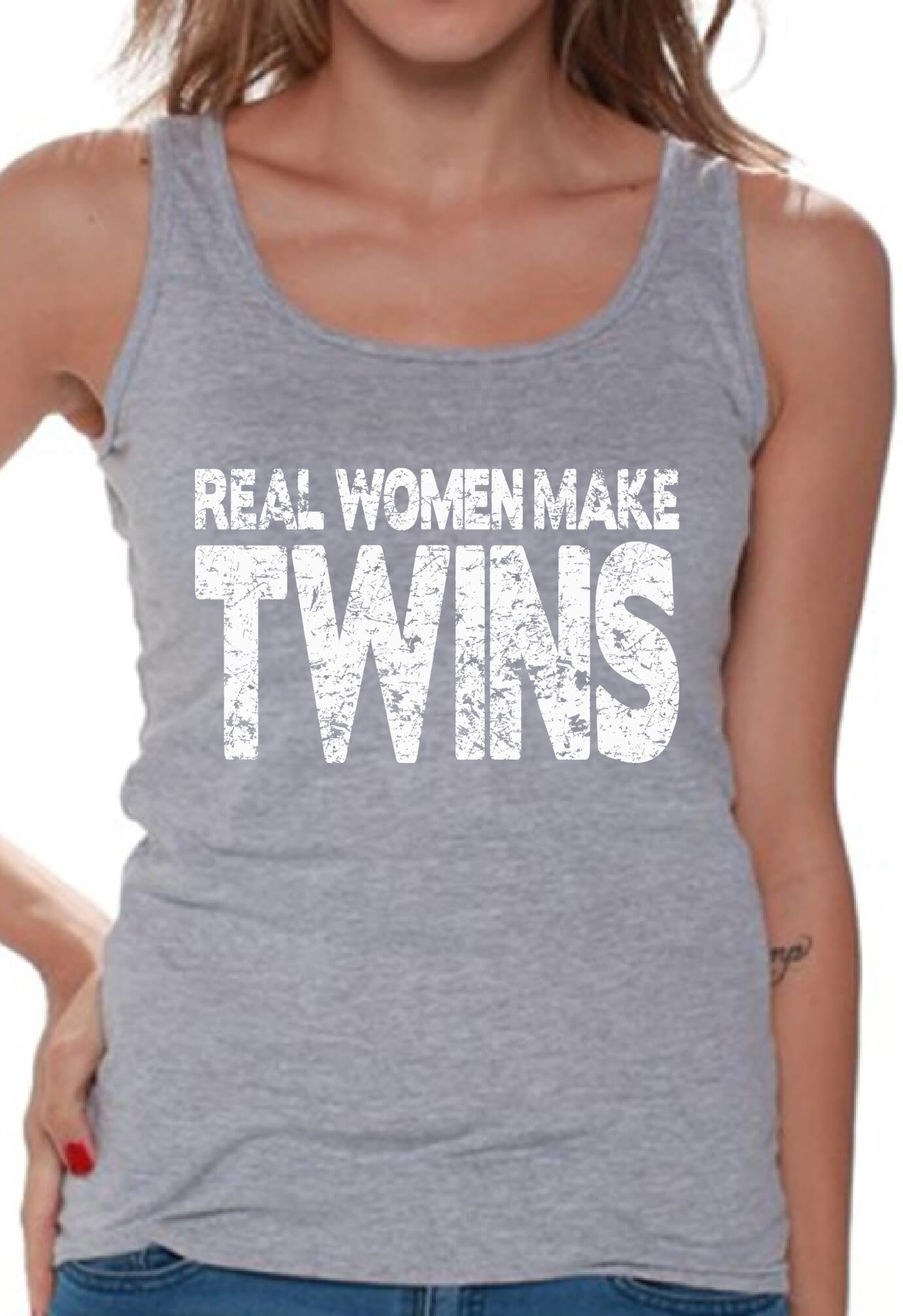 Awkwardstyles Women's Twin Pregnancy Tank Top - Comfortable Maternity Shirt for Expecting Moms with Free Bookmark - Perfect for Baby Showers, Maternity Photos & Everyday Wear