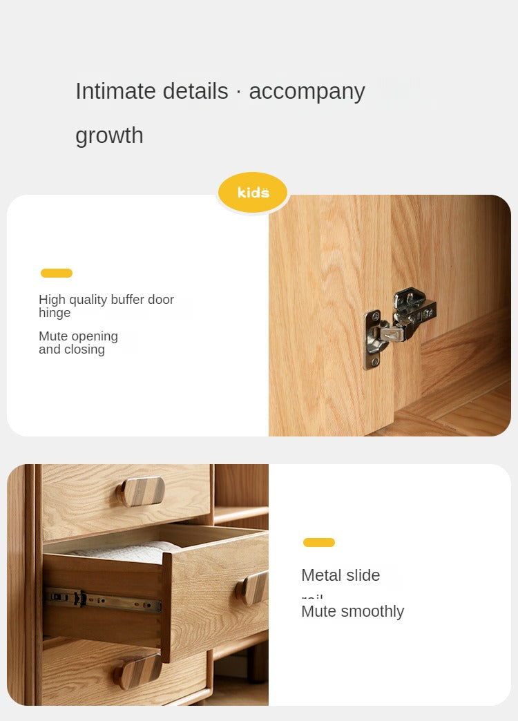 Solid Oak Wood Wardrobe Bookcase - Free Combination for Bedroom, Living Room, and Office Storage