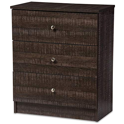 BOWERY HILL 3-Drawer Bedroom Chest Dresser - Espresso Brown Wooden Storage Cabinet for Clothes & Accessories | Perfect for Bedroom, Guest Room & Dorm Organization