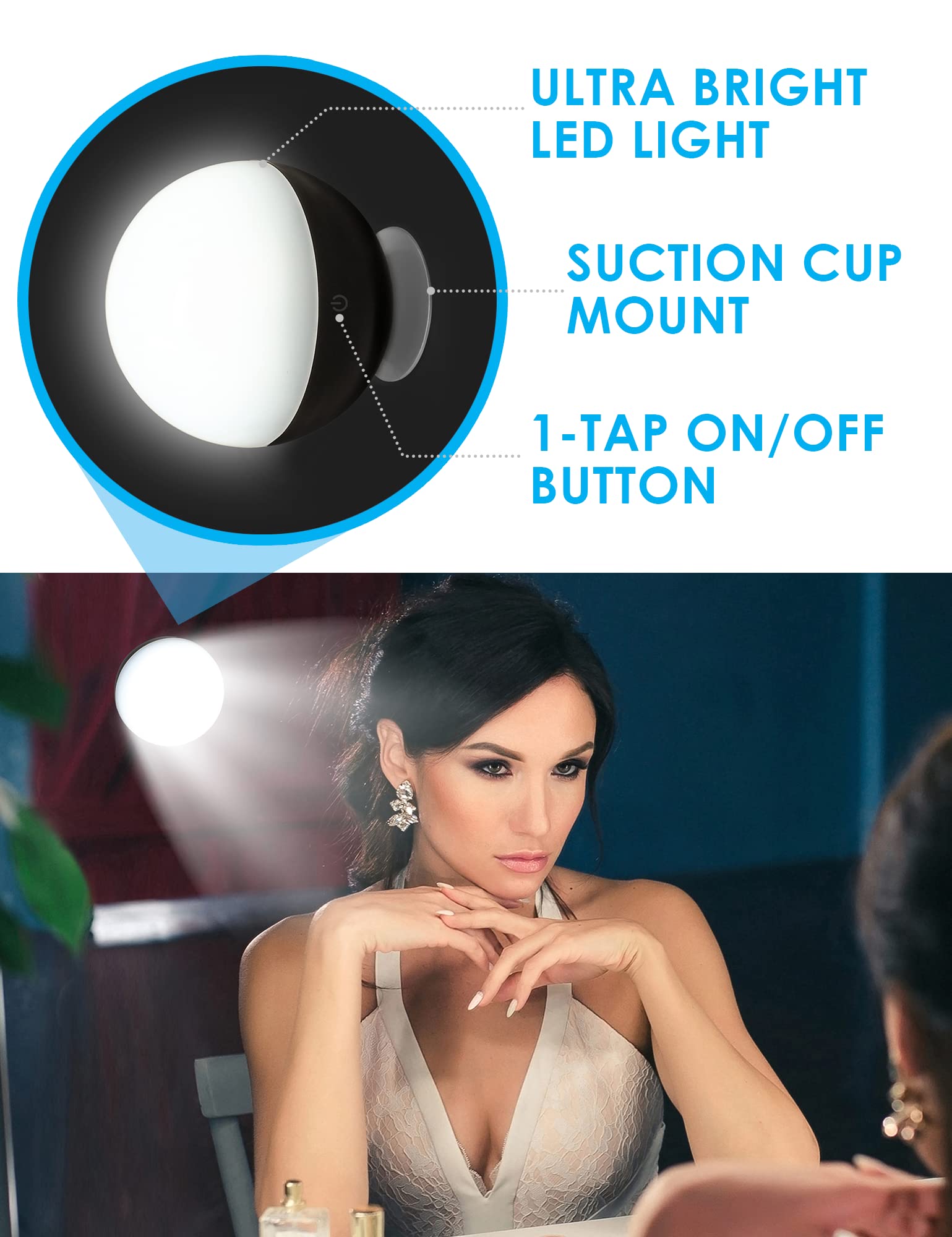 Bright Basics Ultra Bright LED Vanity Light - Portable Wireless Ball Lamp Mirror Lights for Makeup, Selfies & Travel - Perfect for Home, Salon & On-the-Go Beauty