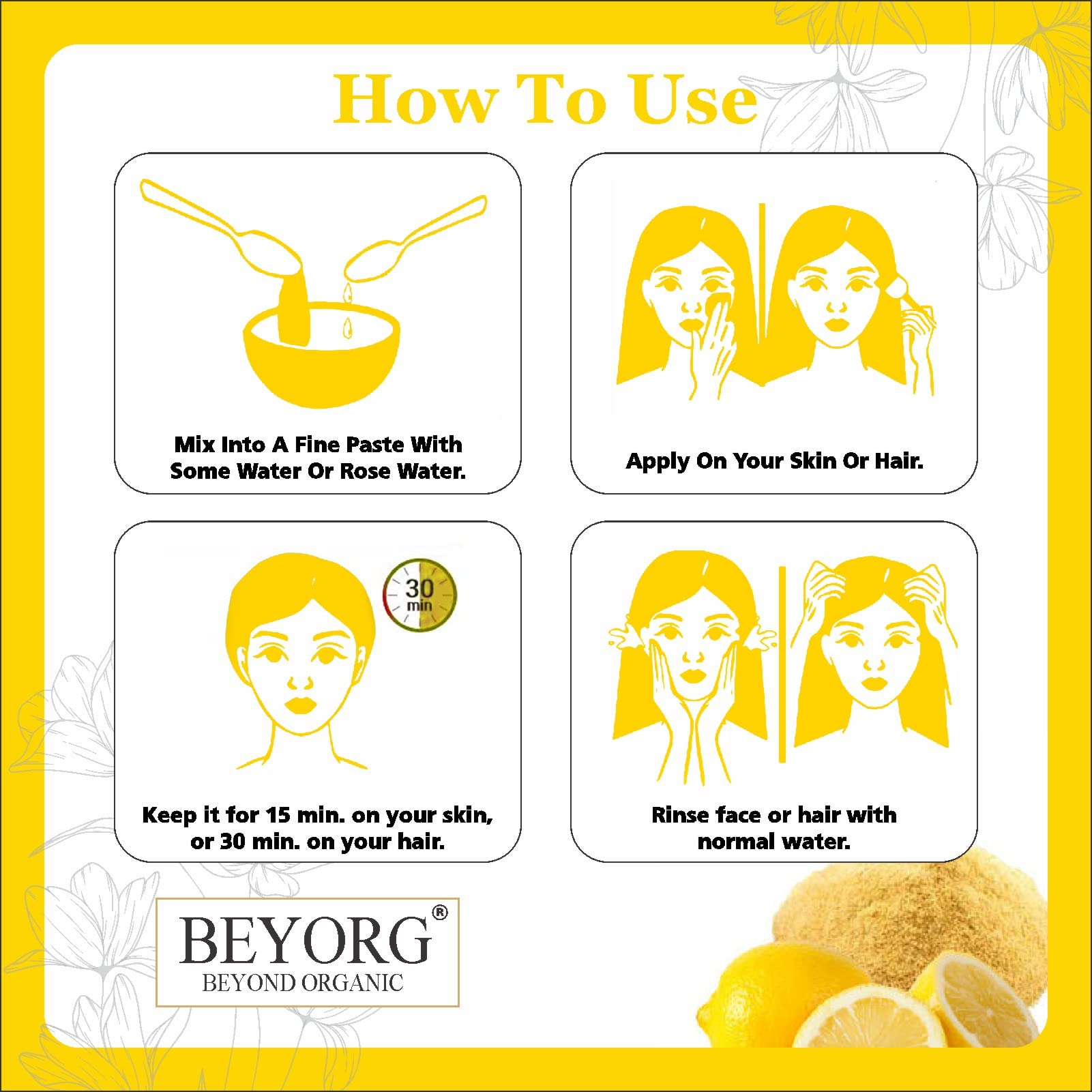 Natural Lemon Peel Powder & Neem Leaves Powder for Clear Skin - 200g Organic Face Pack for Blemishes & Acne Treatment | Perfect for Daily Skincare & DIY Beauty Routines