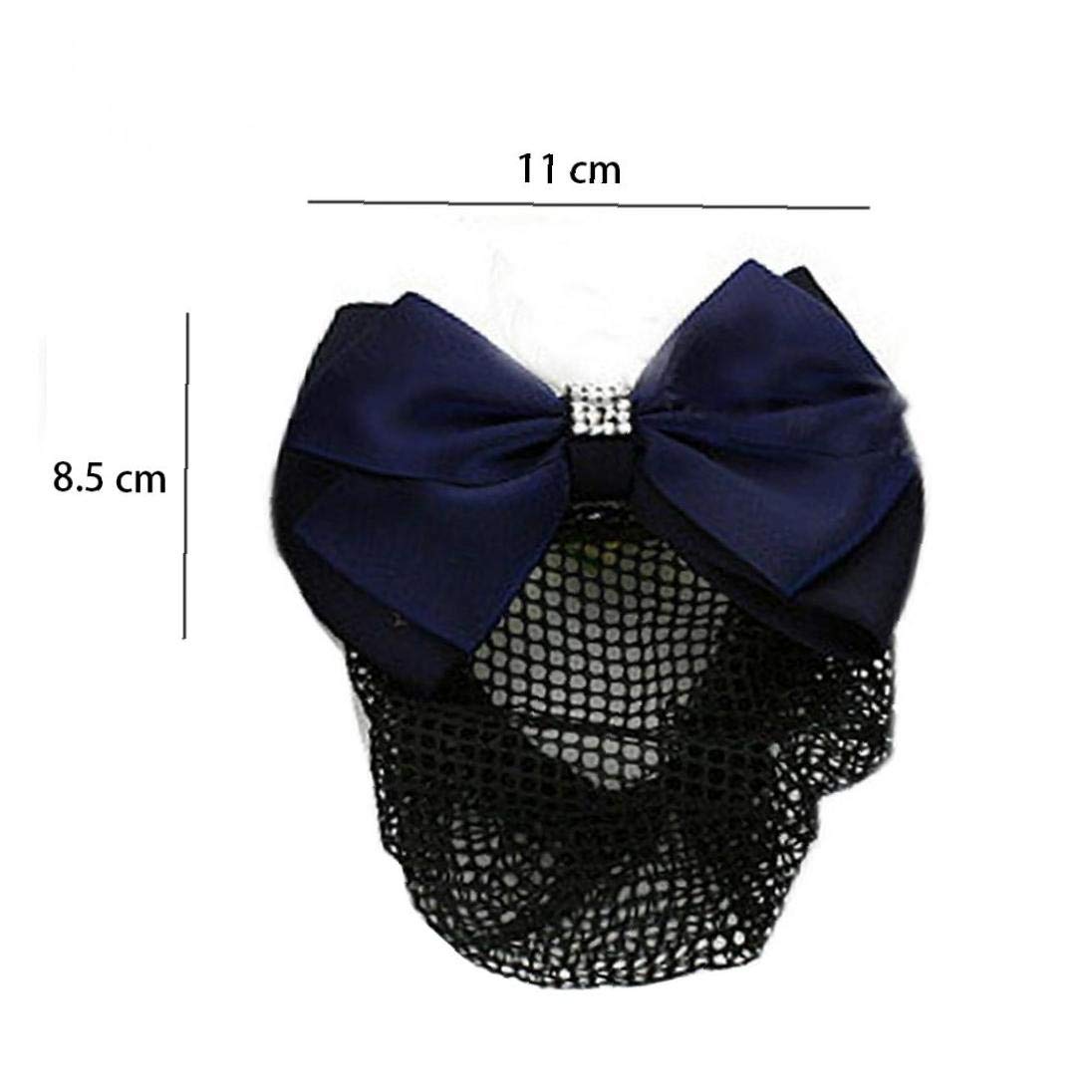 Satin Hair Bun Net Snood - Women's Crochet Hair Cover & Barrette Clip for Buns & Updos (Blue) - Perfect for Weddings, Parties & Everyday Elegant Styles