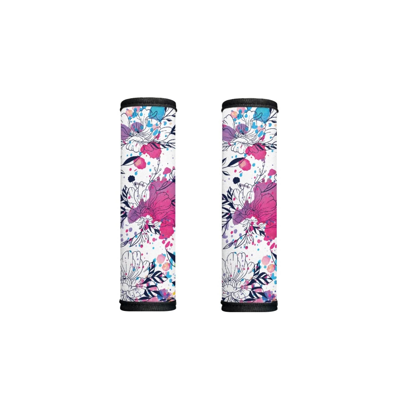 Horseshoe Artist Floral Print Luggage Handle Wrap 2-Pack - Waterproof Travel Luggage Tags & Refrigerator Handle Covers for Suitcases, Bags & Home Use - Perfect for Airports, Business Trips & Kitchen Organization
