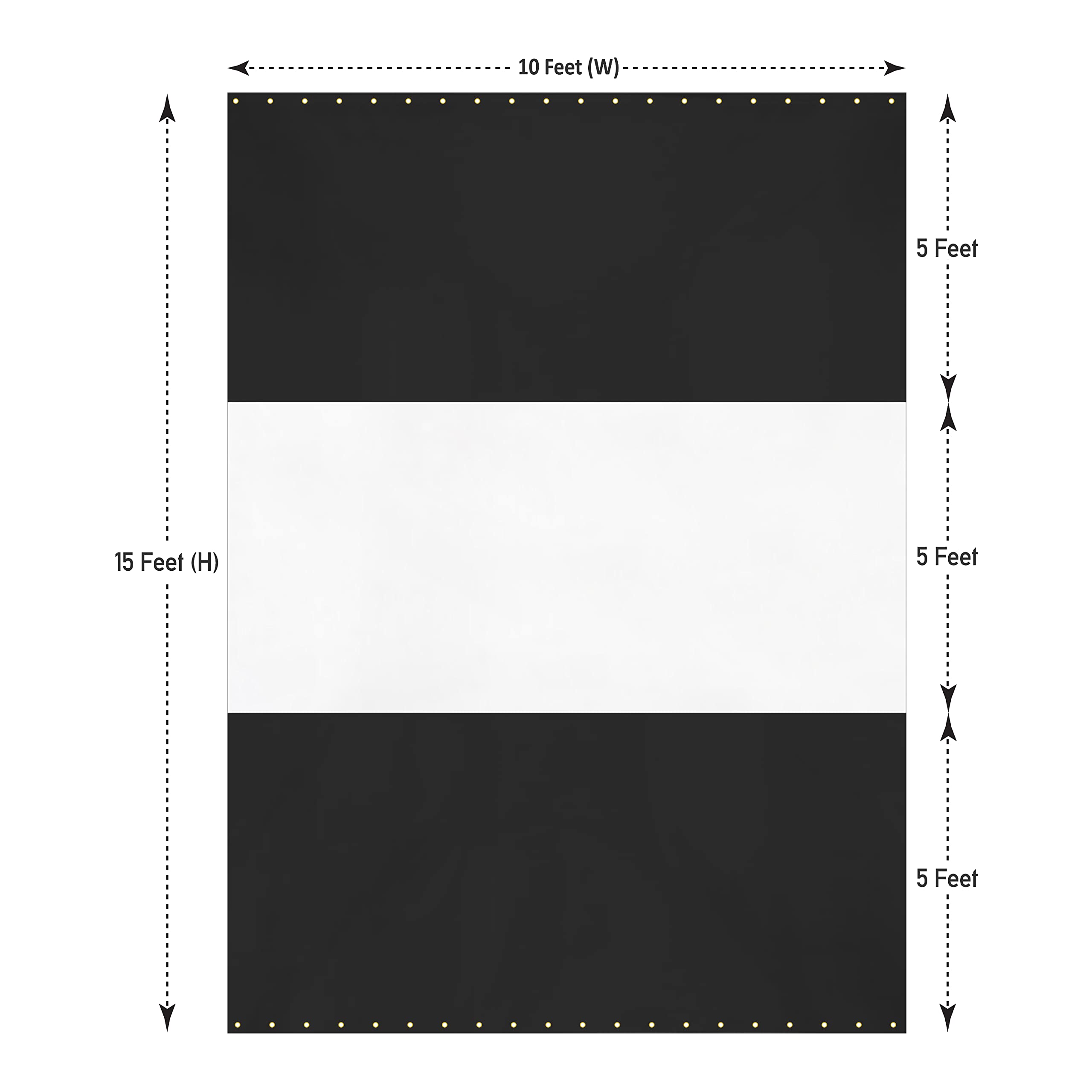 **12 oz Vinyl Outdoor Clear Panel Curtains - Waterproof & Weather Resistant Patio Cover with Brass Grommets for Pergola, Porch, Gazebo, Balcony - Perfect for Sun, Rain & Wind Protection (15'H x 10'W, Black)**