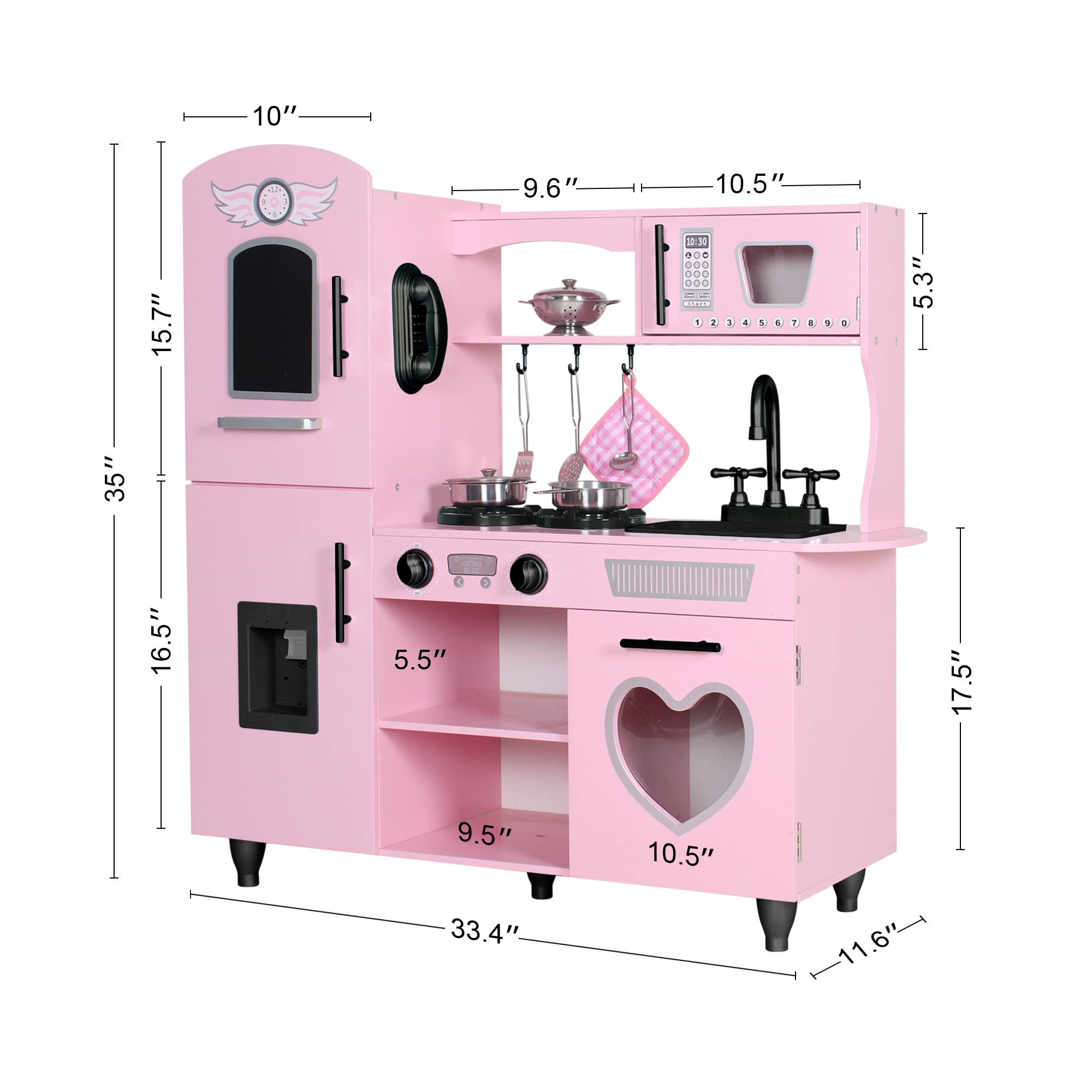 **TaoHFE Pink Wooden Play Kitchen Set for Kids - Interactive Toy Kitchen with Lights & Sounds, Perfect Gift for Girls & Boys Ages 3-8 - Pretend Play for Toddlers & Preschoolers (Ideal for Birthday, Christmas & Indoor Playtime)**