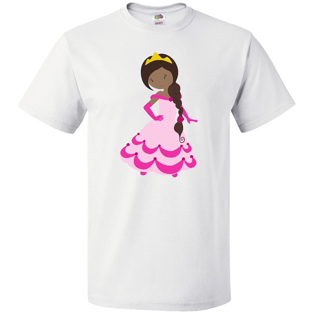 Inktastic African American Princess T-Shirt with Crown & Pink Gown Design - Perfect for Birthday Parties, School Events & Black History Month Celebrations