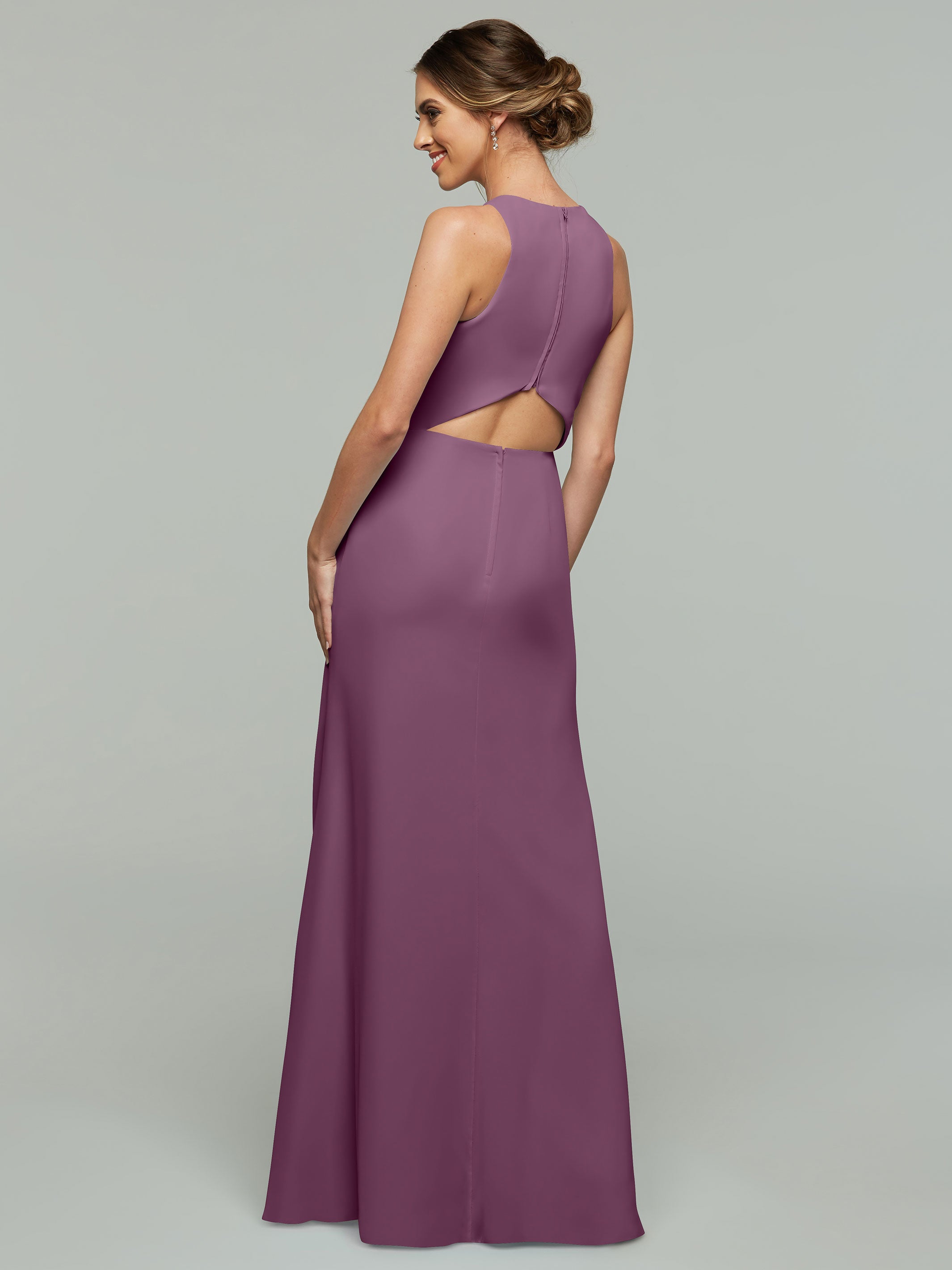 Elegant 80175 Chiffon A-Line Bridesmaid Dress with Plunging Halter Neckline - Perfect for Weddings, Formal Events & Evening Parties
