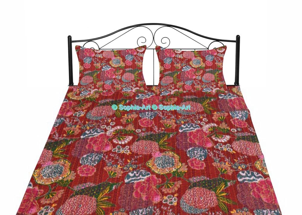 Sophia-Art Reversible Indian Kantha Quilt - Twin/King Size 108