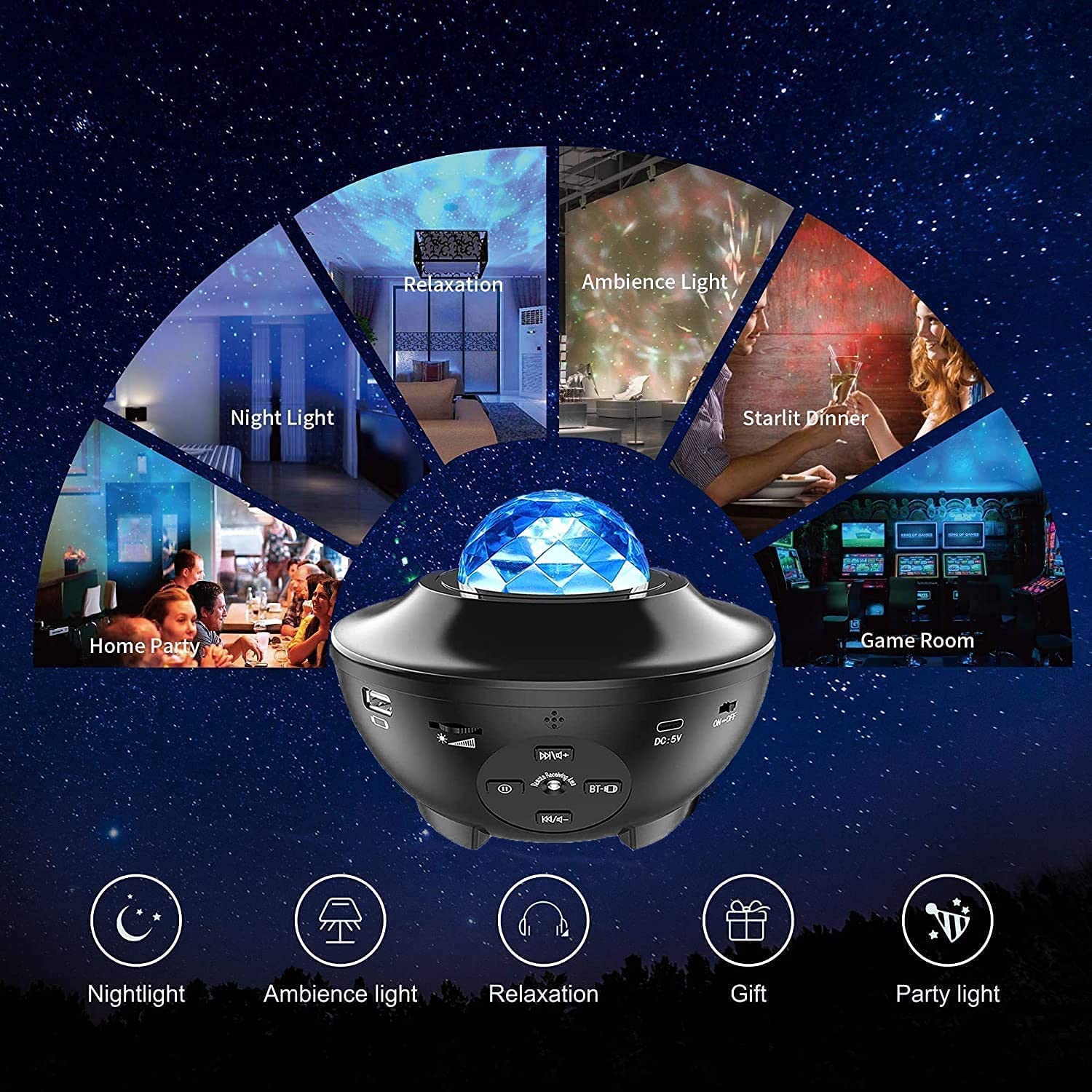 Galaxy Star Projector Night Light with Remote Control, Bluetooth Speaker, Voice Control & Timer - Starry Sky Projector for Kids, Adults, Bedroom Decor, Birthday Party, Romantic Ambiance & Relaxation