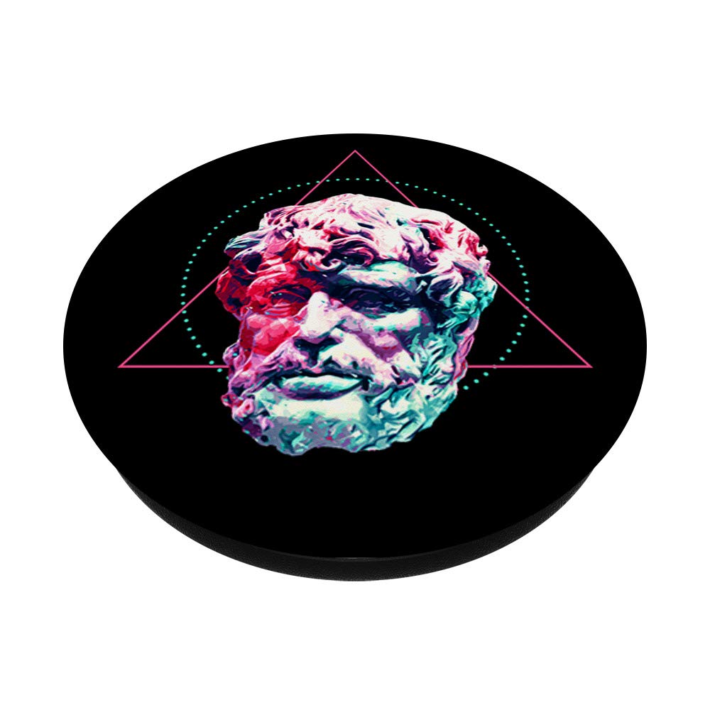Stoic Seneca Colorful Geometric Portrait Phone Grip - Swappable PopSocket for iPhone, Samsung & Tablets | Motivational PopGrip for Daily Inspiration & Phone Protection
