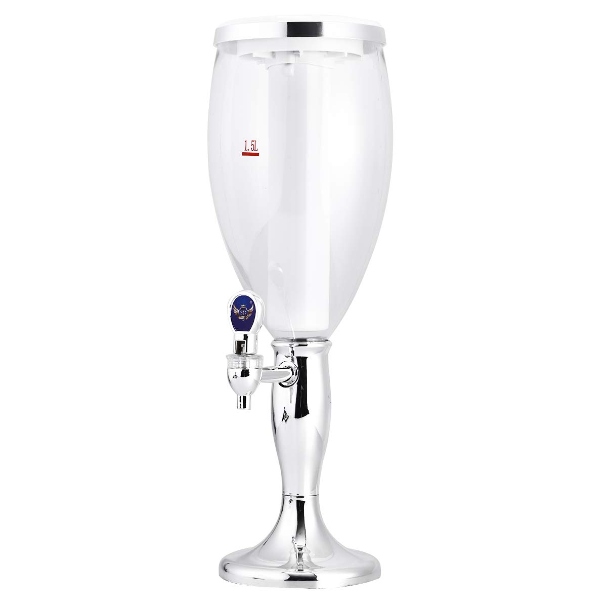 LED Color Changing 3L Tabletop Wine Beer Tower Dispenser - Silver Beverage Juice Server for Bar, Party, Restaurant, KTV & BBQ | Perfect for Weddings, Birthday Celebrations & Outdoor Gatherings