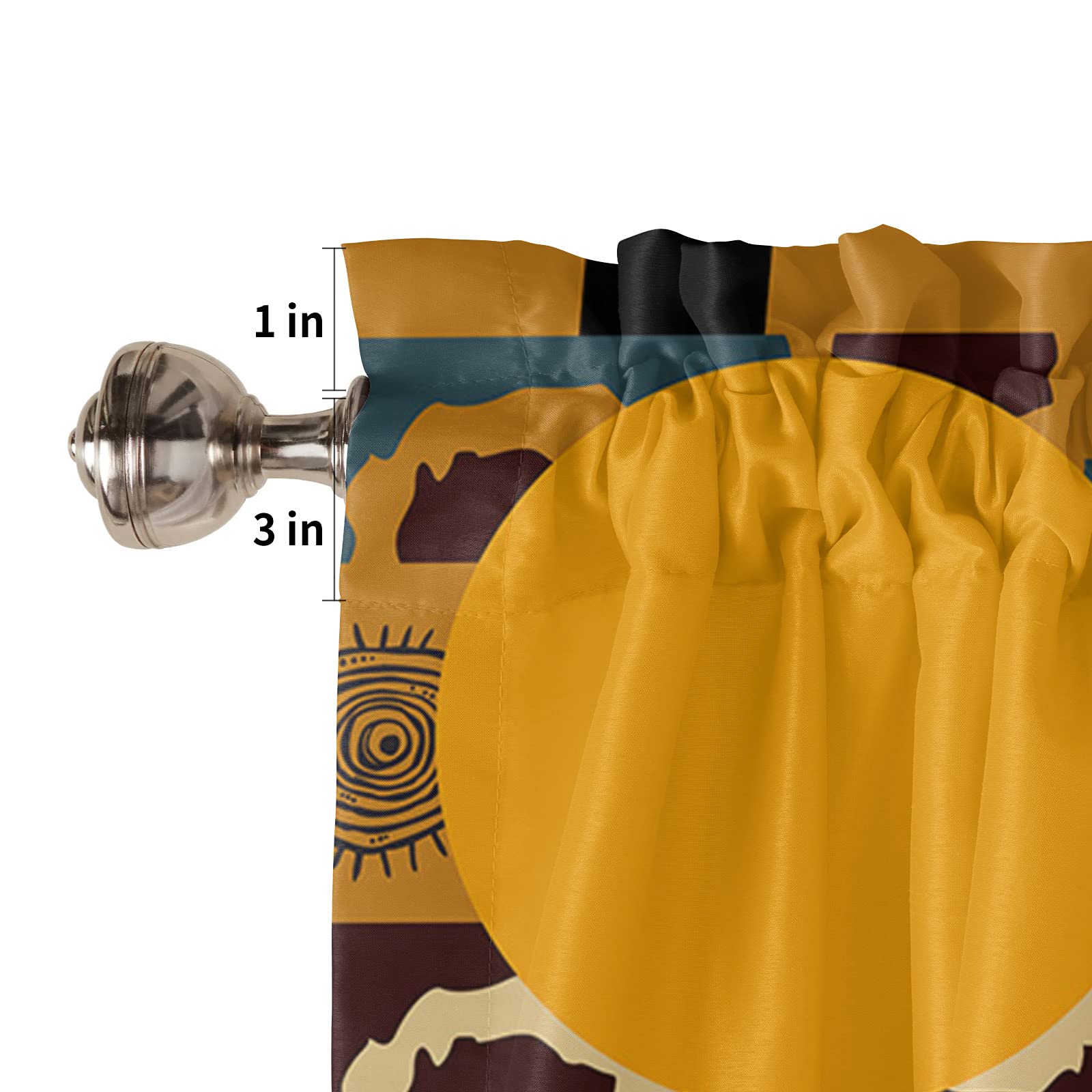 African Black Women Elephant Giraffe Print Tier Curtains - 42x63 Inch Rod Pocket Kitchen & Bathroom Drapes, 2 Panels for Living Room & Small Windows - Privacy Half Window Treatments for Cafe, Bedroom & Home Decor
