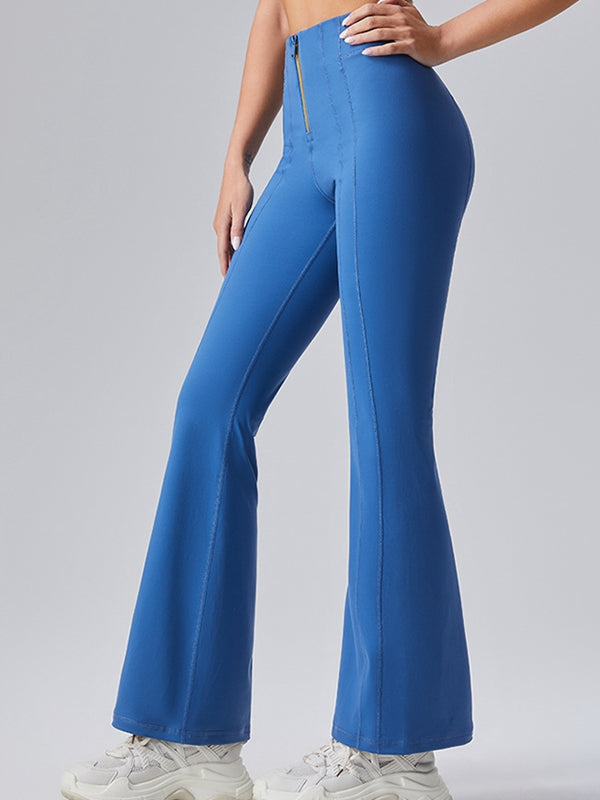 ZASUWA Women's Sexy High Waist Denim Zipper Flare Leggings - Stretchy Comfort Pants for Casual Wear, Night Out & Street Fashion