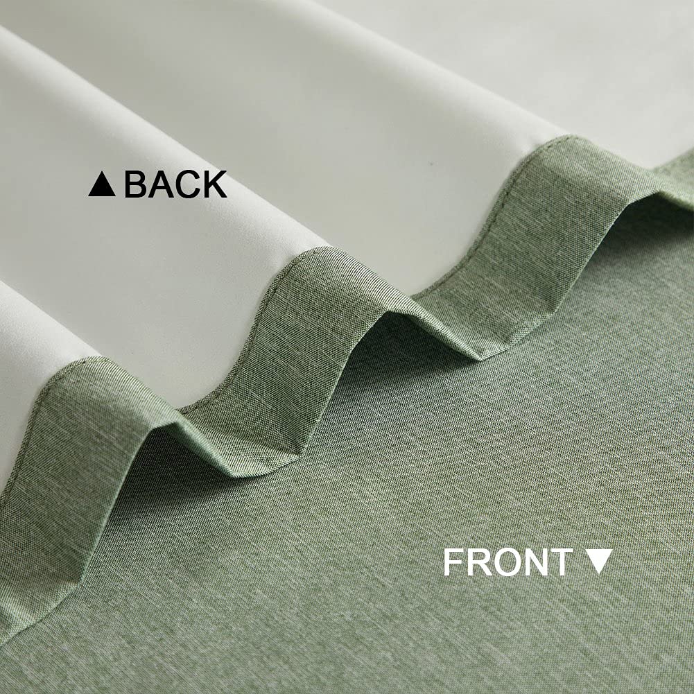 LOYOLADY Blackout Curtains 52x96 Inches - Thermal Insulated Grommet Window Drapes for Living Room & Bedroom - Noise Reducing, Energy Saving, Avocado Green - Perfect for Home Theater, Nursery & Shift Workers