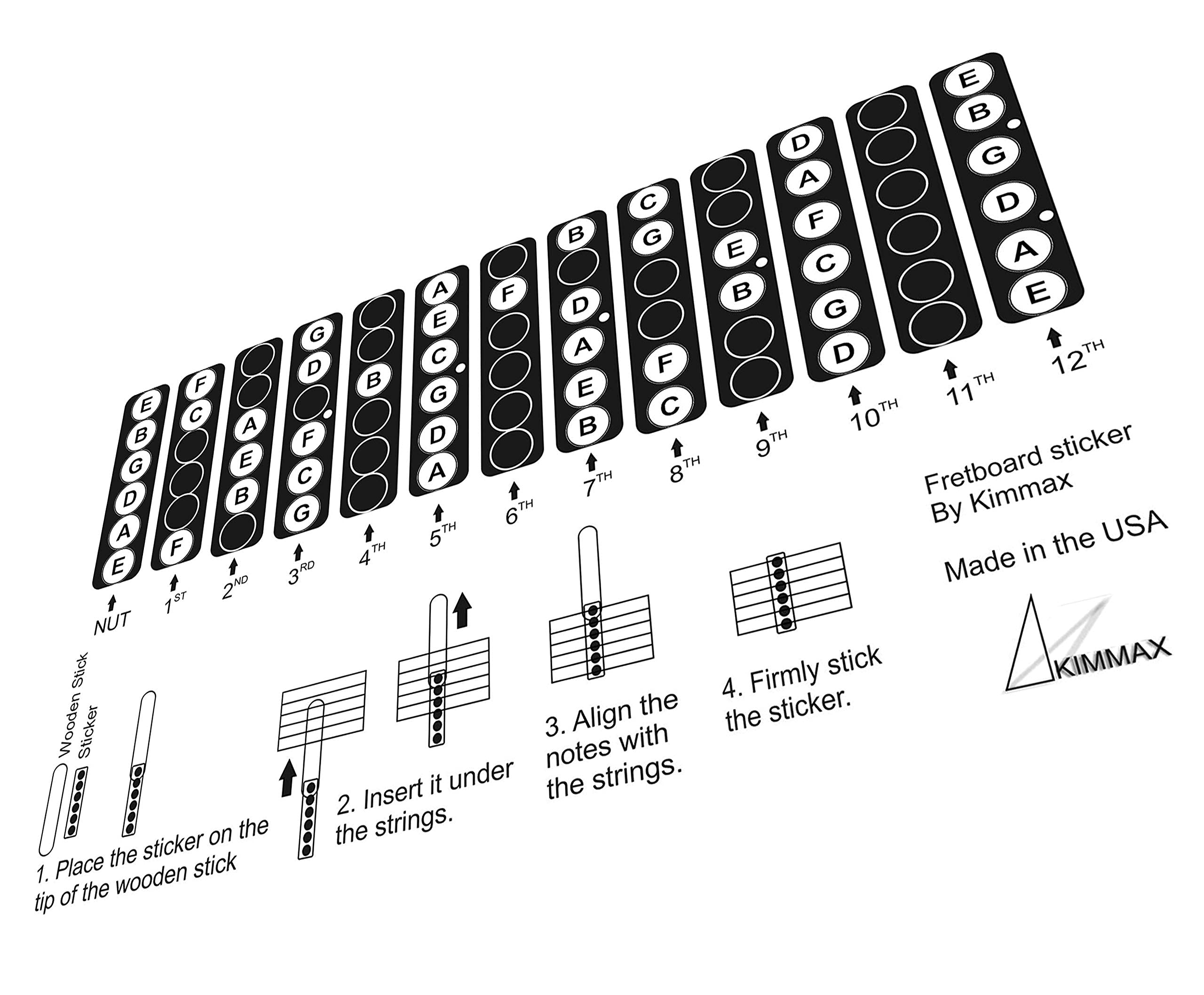 Kimmax Guitar Scales Book for Beginners - Master Fretboard Notes with Neck Vinyl Sticker | Learn & Practice Music Theory for 6-String Acoustic & Electric Guitars | Perfect for Home Practice, Music Lessons & Jam Sessions