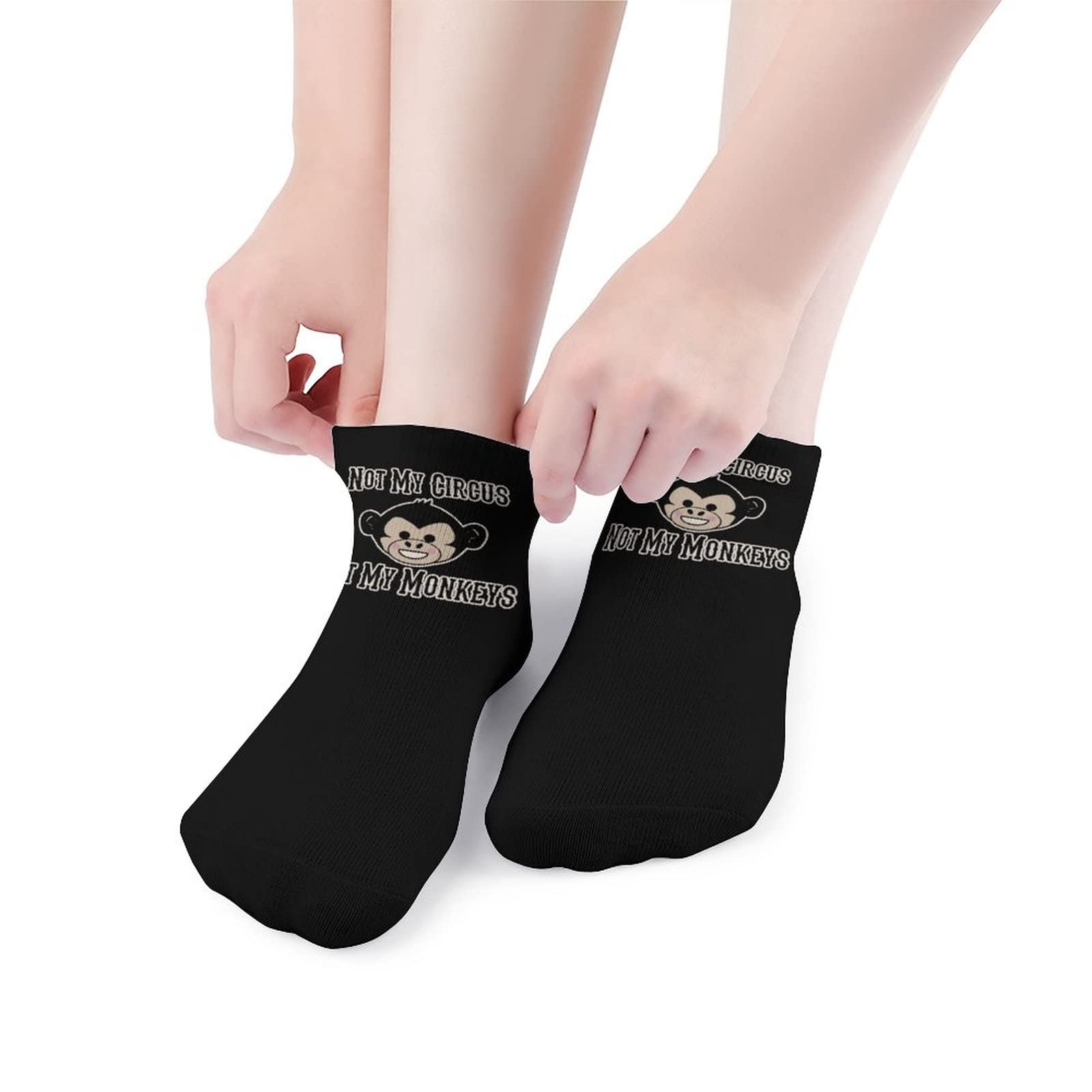 Funny 'Not My Circus Not My Monkeys' Novelty Socks - Non-Slip Low Cut No-Show Ankle Socks for Women & Men - Perfect for Casual Wear, Work, Gym & Everyday Comfort