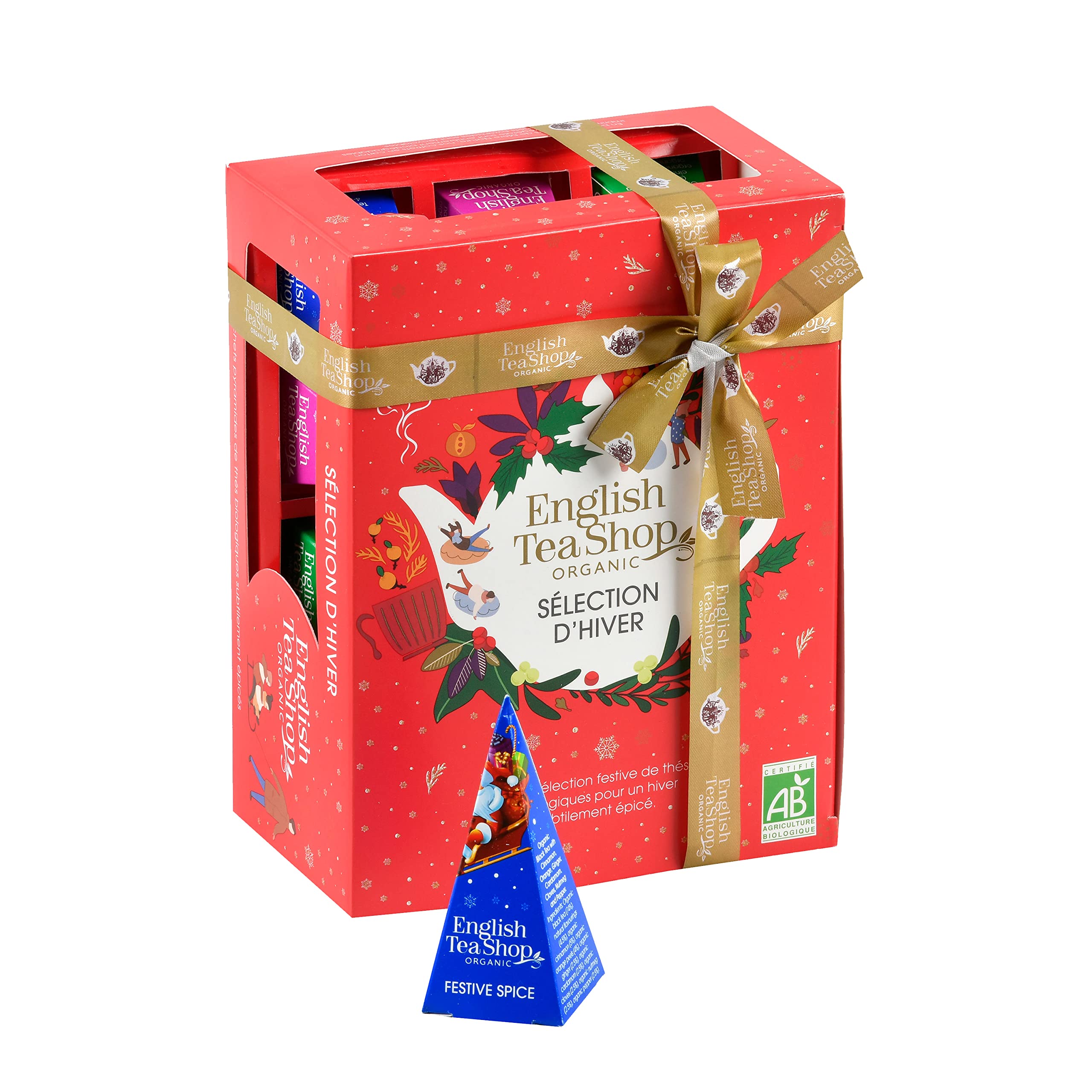 Organic Christmas Tea Gift Set - English Tea Shop Winter Selection (4 Flavors, 12 Tea Bags) - Holiday Tea Collection for Gifting, Cozy Nights & Festive Gatherings