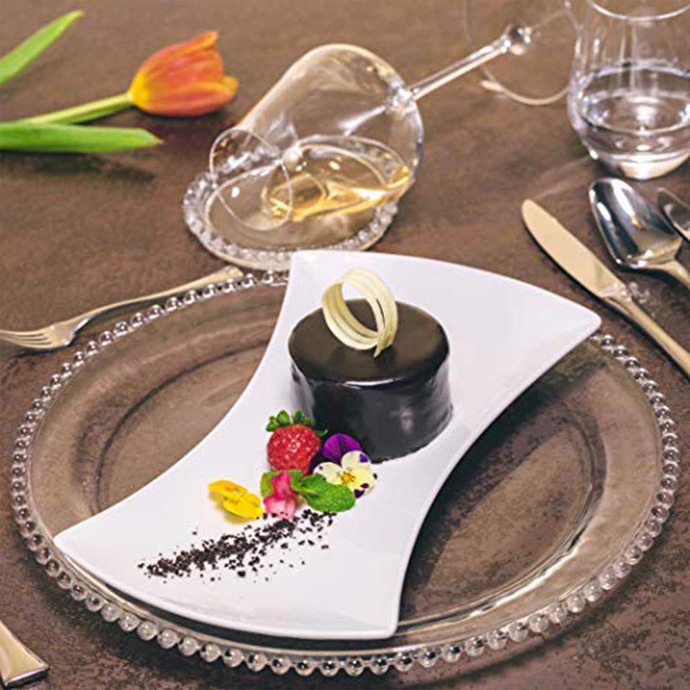 Tiger Chef 24-Pack Clear Glass Beaded Charger Plates - Elegant Round Dinner Plate Chargers for Weddings, Parties & Formal Dining - Durable Placemats for Table Decor & Special Occasions