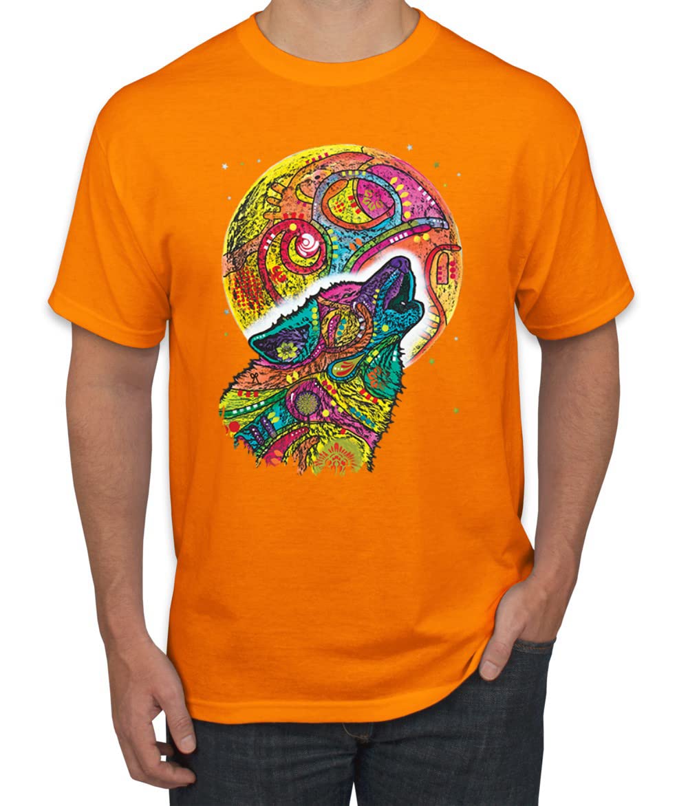 Howling Wolf at Moon T-Shirt - Dean Russo Art Inspired Graphic Tee for Men | Animal Lover Gift, Casual Wear & Outdoor Activities