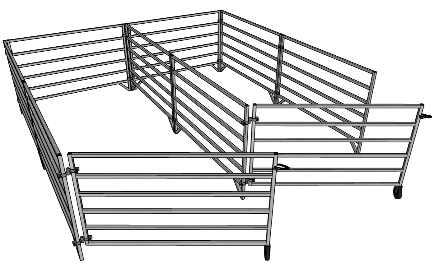 5 Ft X 10 Ft Aluminum Horse Stall Kit with 6 Rails - 3 Panels & 1 Gate for Stable, Barn, or Pasture Enclosure - Durable & Easy Installation