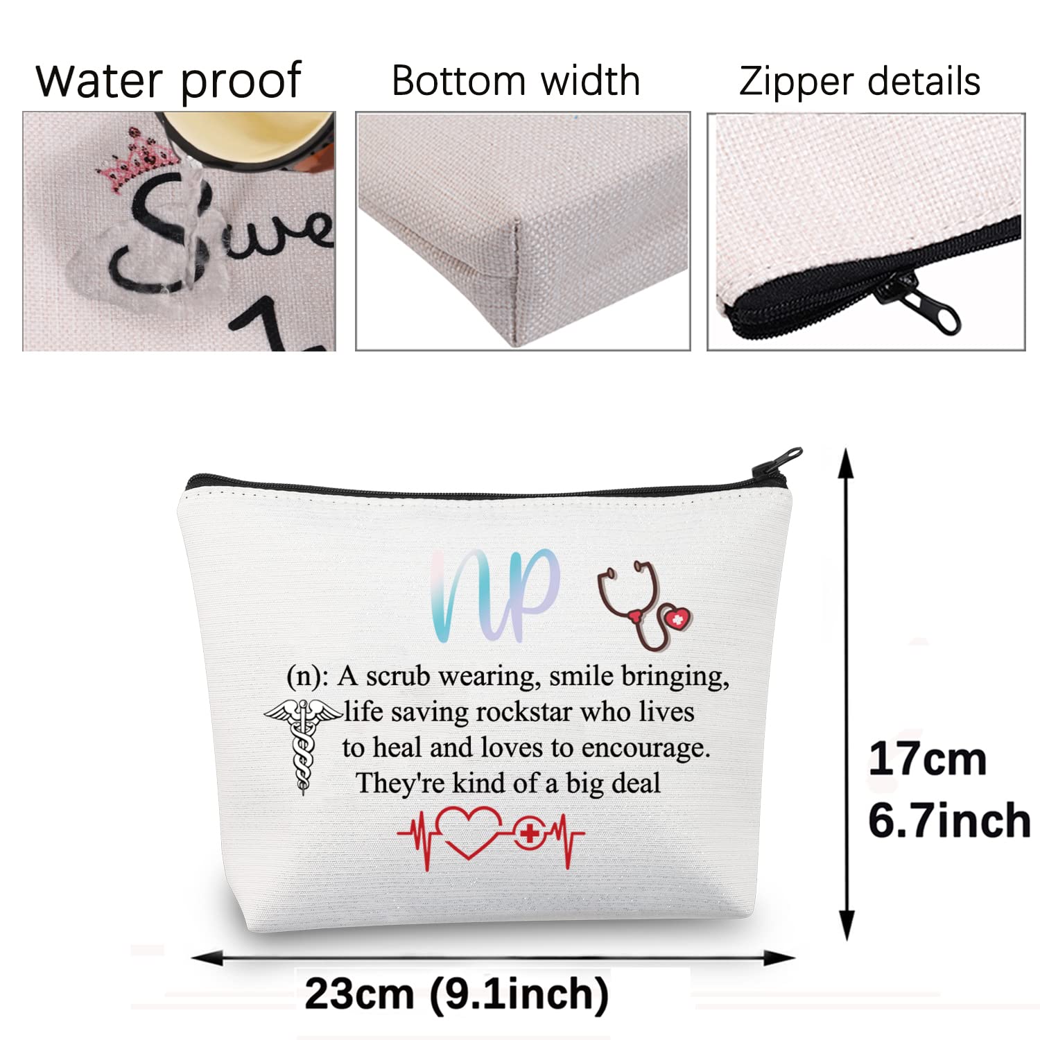NP Nurse Practitioner Gifts - White Cosmetic Makeup Bag for Graduation, Travel & Appreciation | Perfect Nursing Gift for Students, Professionals & Healthcare Workers | Ideal for Work, School & Daily Use