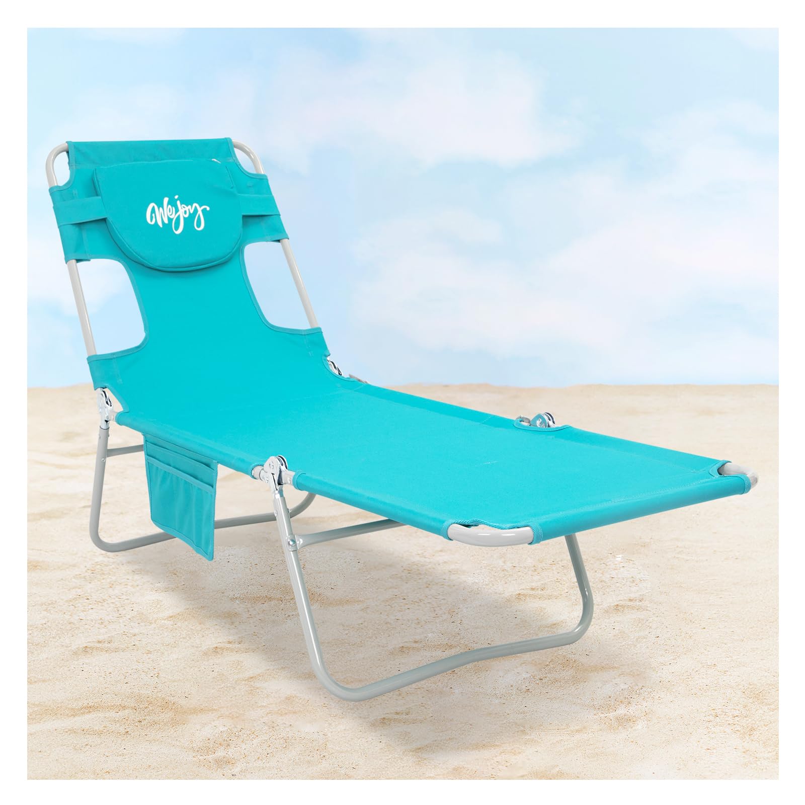 Premium Foldable Chaise Lounge Chair with Adjustable Backrest & Padded Pillow - Heavy Duty Patio Sun Chair for Beach, Pool, Garden & Camping - Perfect for Sunbathing, Relaxing & Outdoor Lounging