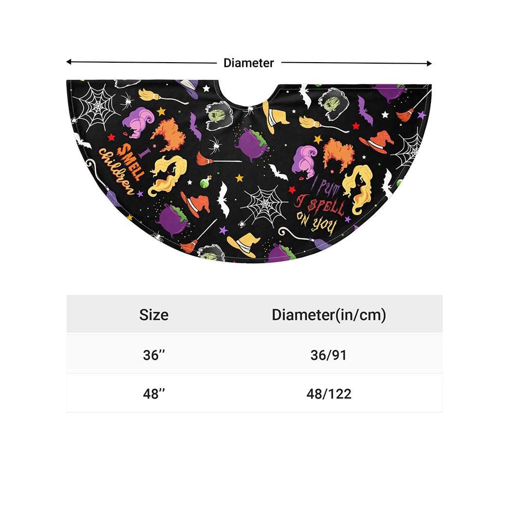 Halloween Tree Skirt with Ghost, Pumpkin & Skull Designs - 36 Inch Christmas Tree Mat for Holiday Decorations | Perfect for Xmas Party, Festive Yard & Indoor Decor