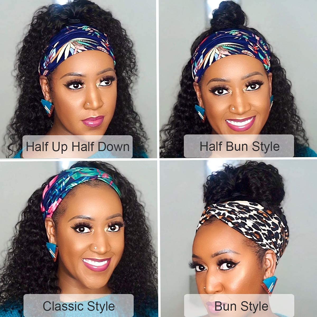 28 Inch Deep Wave Headband Wig - Brazilian Virgin Human Hair, Glueless Machine Made, No Lace Front - Perfect for Black Women | Great for Daily Wear, Parties & Special Occasions