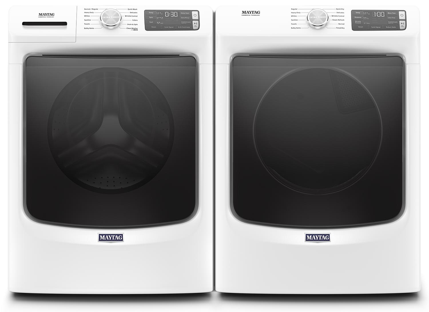 Maytag MHW6630HW 5.5 cu ft Front Load Washer & YMED6630HW 7.3 cu ft Electric Dryer Set - White Energy Efficient Laundry Pair for Home, Apartment, or Laundromat Use